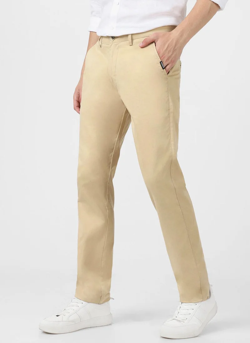 Urbano Fashion  Urbano Fashion Men's Beige Cotton Slim Fit Casual Chinos Trousers Stretch for Men | Best Price UAE